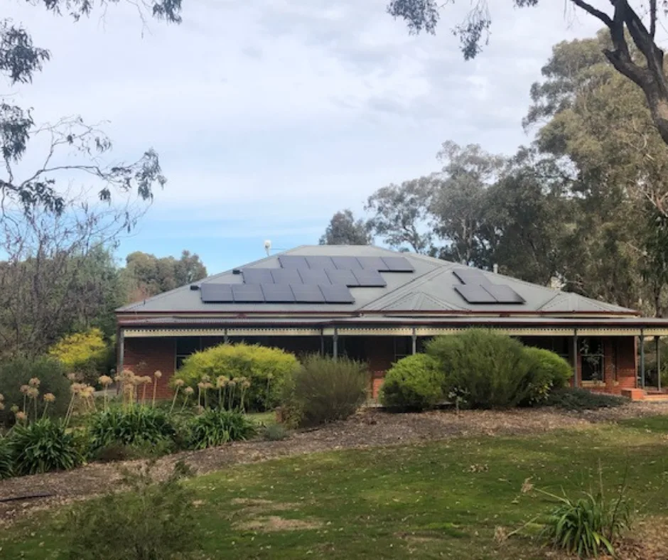 Solar panels on a red brick homestead in Strathfieldsaye, installed by Midland Solar